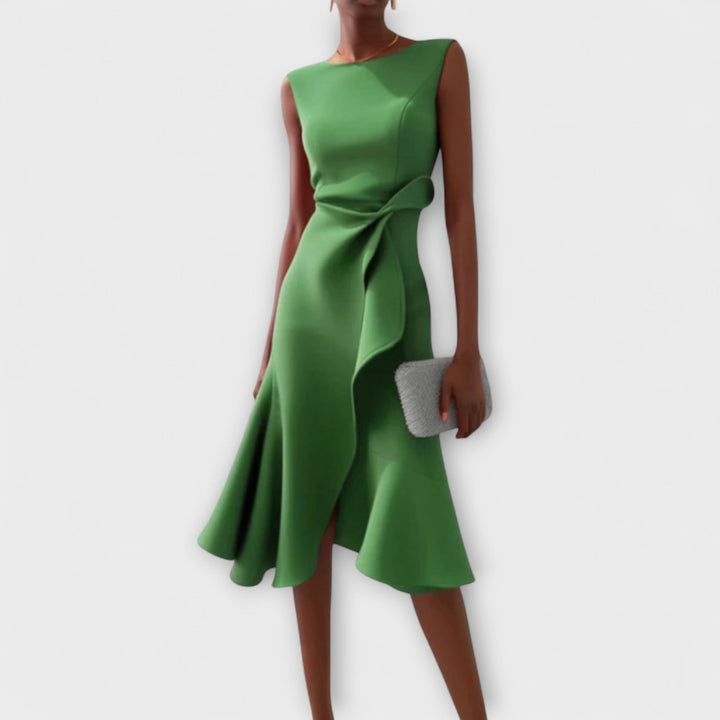 Emma | Women's Draped Asymmetric Midi Dress