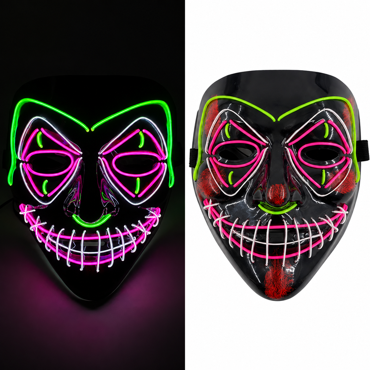 Jacob | Light-Up Halloween LED Purge Mask with Neon Glow