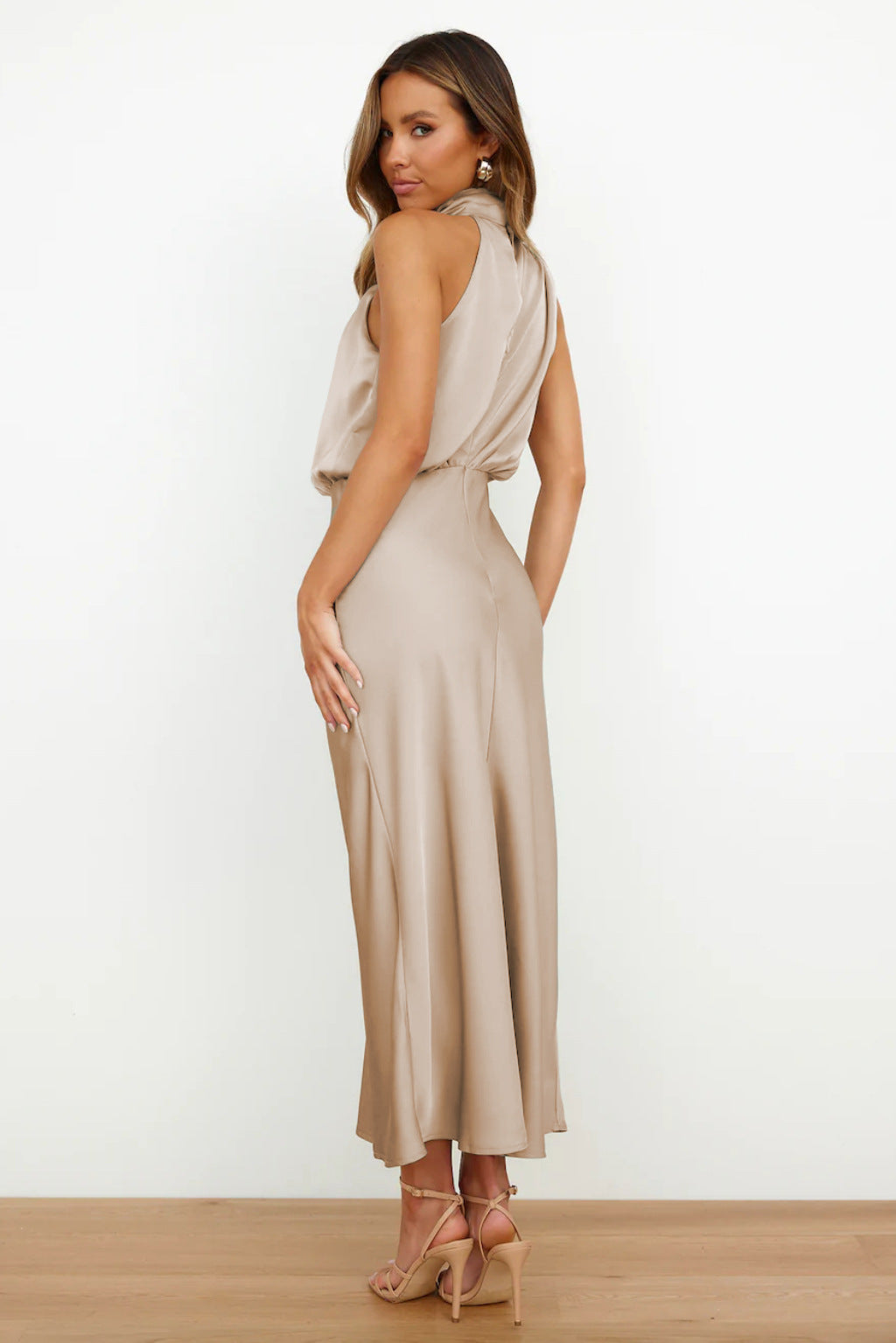 Nancy | Women's Halter Midi Wedding Guest Dress