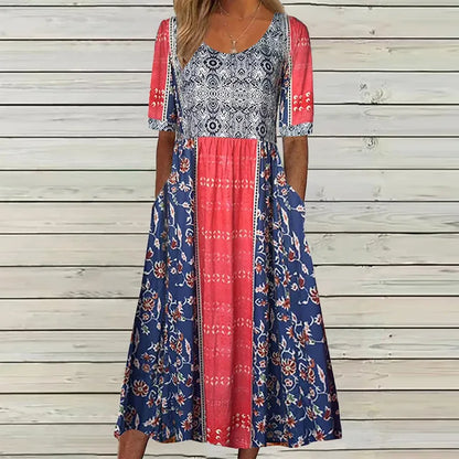 Ricarda | Women's Summer Printed Boho Midi Dress