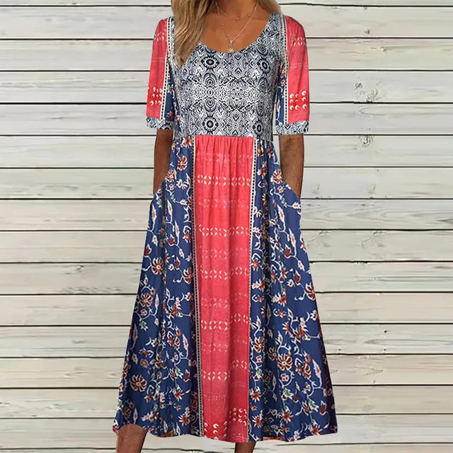 Ricarda | Women's Summer Printed Boho Midi Dress