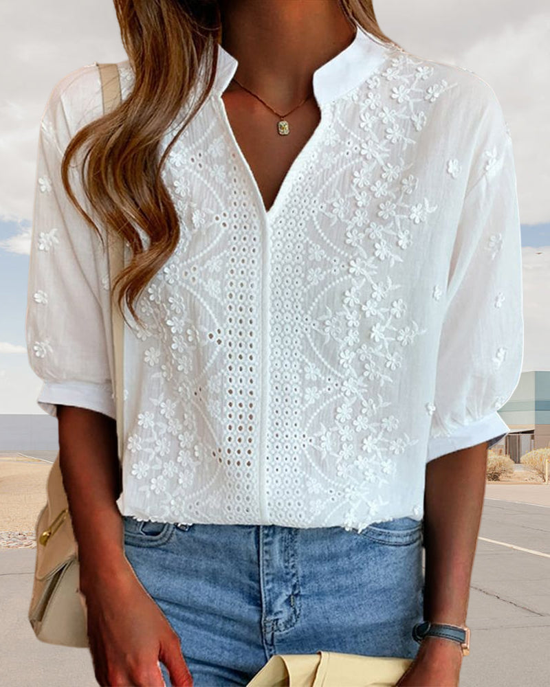 Melody | Women's Embroidered Short-Sleeve Summer Blouse
