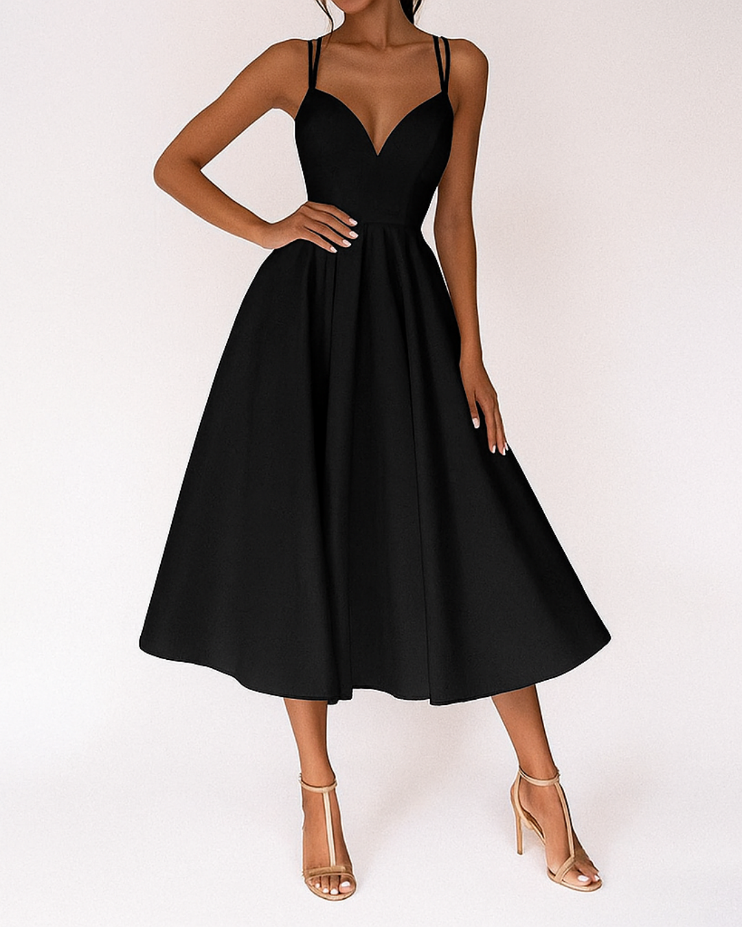 Tessa | Women’s Deep V-Neck Wedding Guest Midi Dress