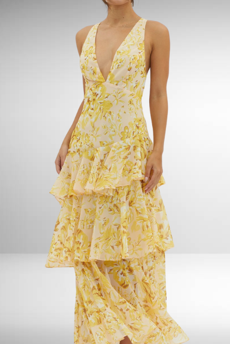 Carina | Women’s Elegant Tiered Summer Maxi Dress