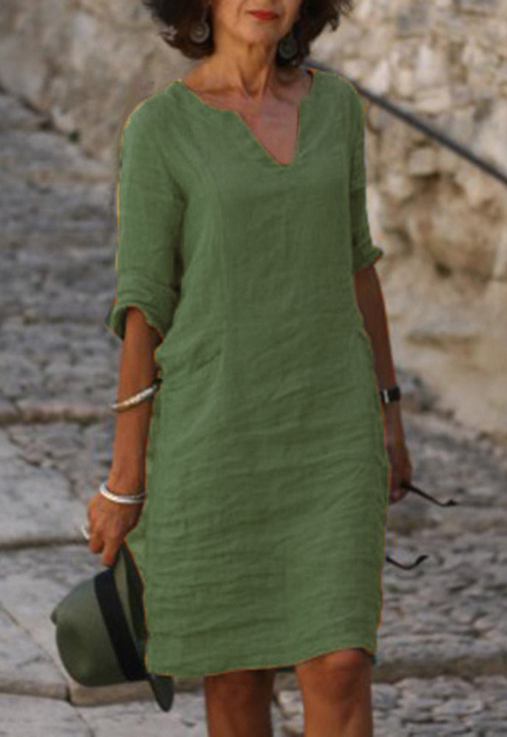 Jenna | Women's Summer V-Neck Midi Dress