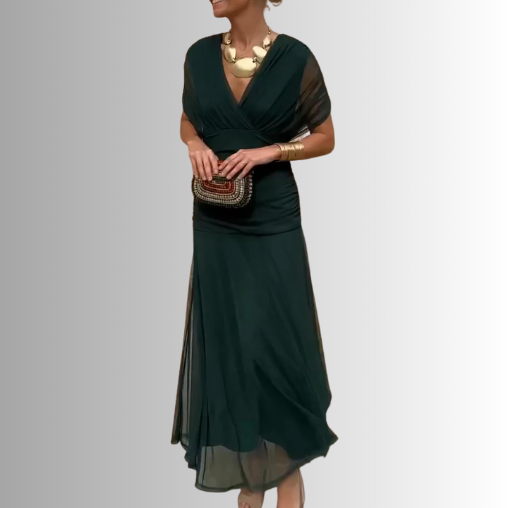 Kazia | Women’s Elegant Off-Shoulder Draped Maxi Dress