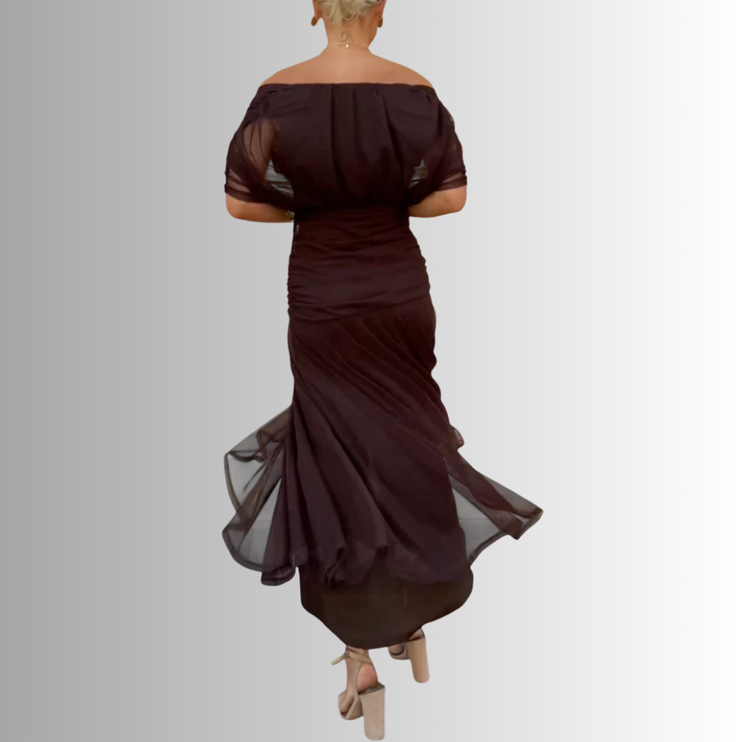Kazia | Women’s Elegant Off-Shoulder Draped Maxi Dress