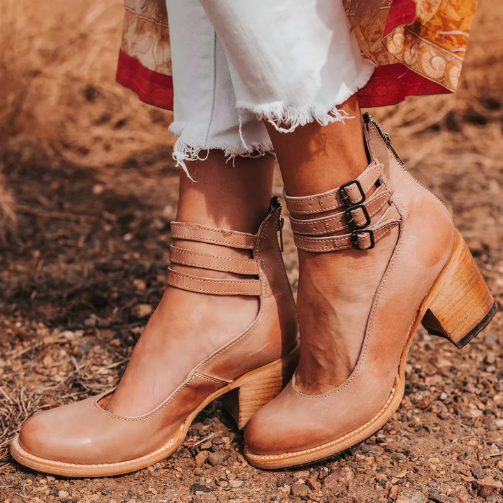 Hazel | Women's Triple-Ankle-Straps Heel Sandals