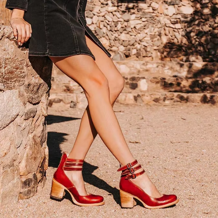 Hazel | Women's Triple-Ankle-Straps Heel Sandals