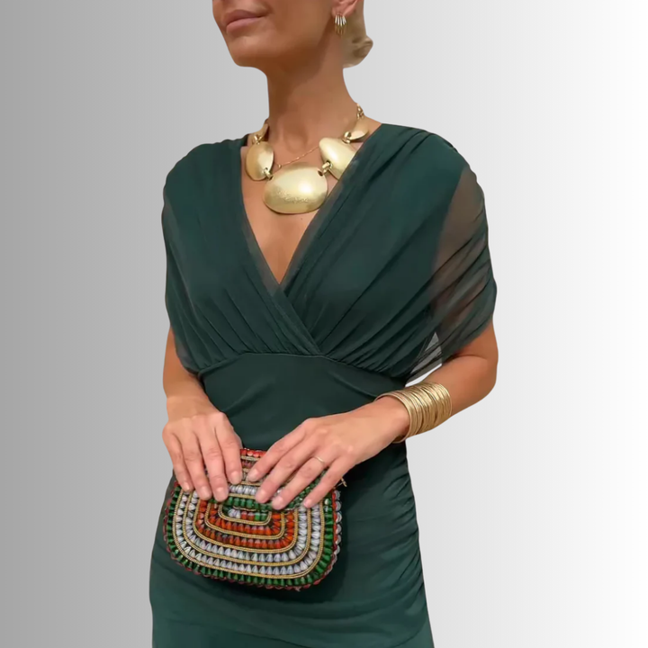 Kazia | Women’s Elegant Off-Shoulder Draped Maxi Dress