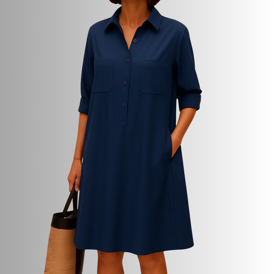 Svea | Women's Sophisticated Midi Shirtdress With Buttons