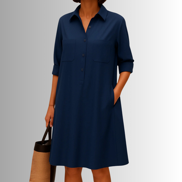 Svea | Women's Sophisticated Midi Shirtdress With Buttons