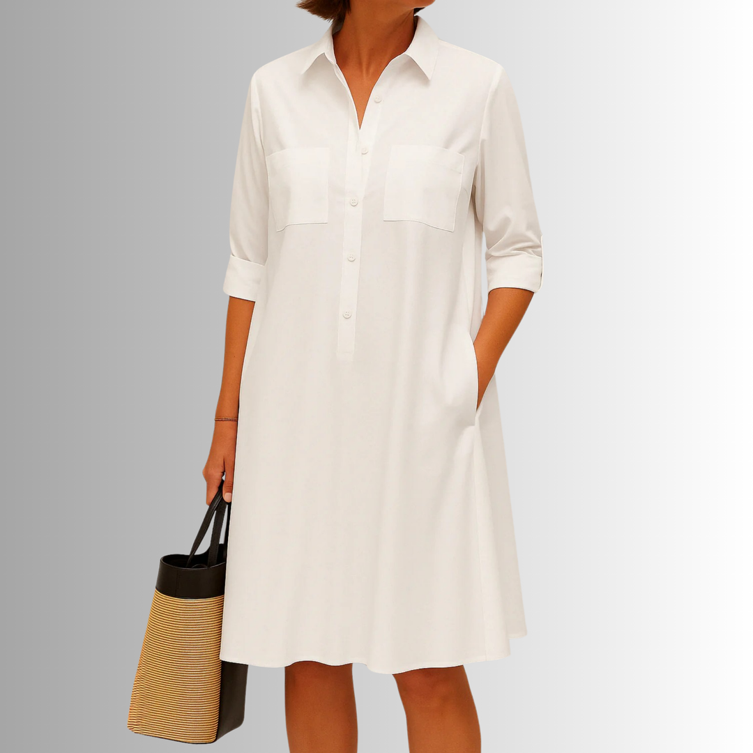 Svea | Women's Sophisticated Midi Shirtdress With Buttons