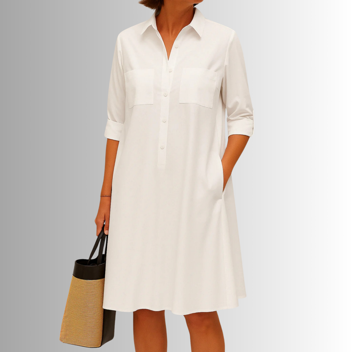 Svea | Women's Sophisticated Midi Shirtdress With Buttons