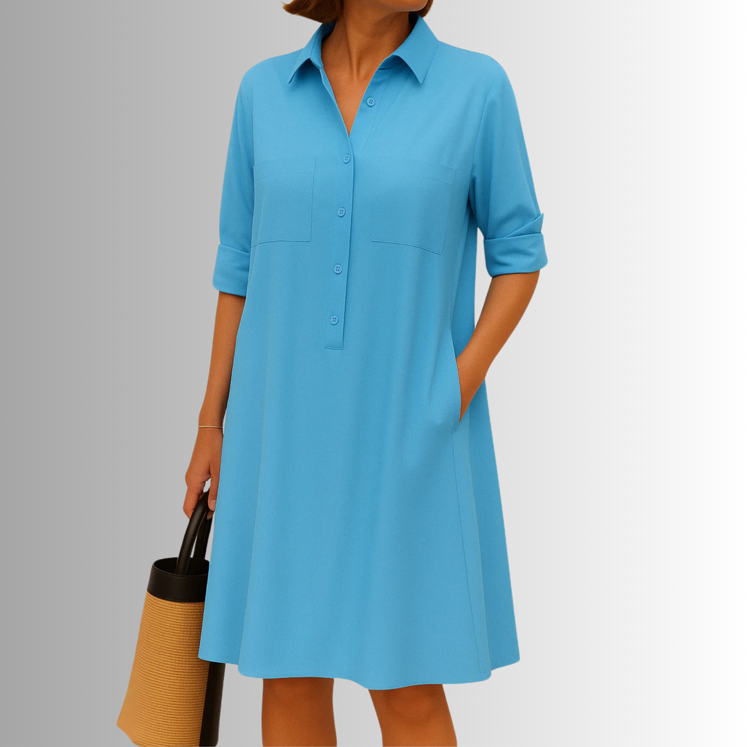 Svea | Women's Sophisticated Midi Shirtdress With Buttons