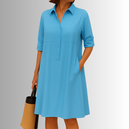 Svea | Women's Sophisticated Midi Shirtdress With Buttons