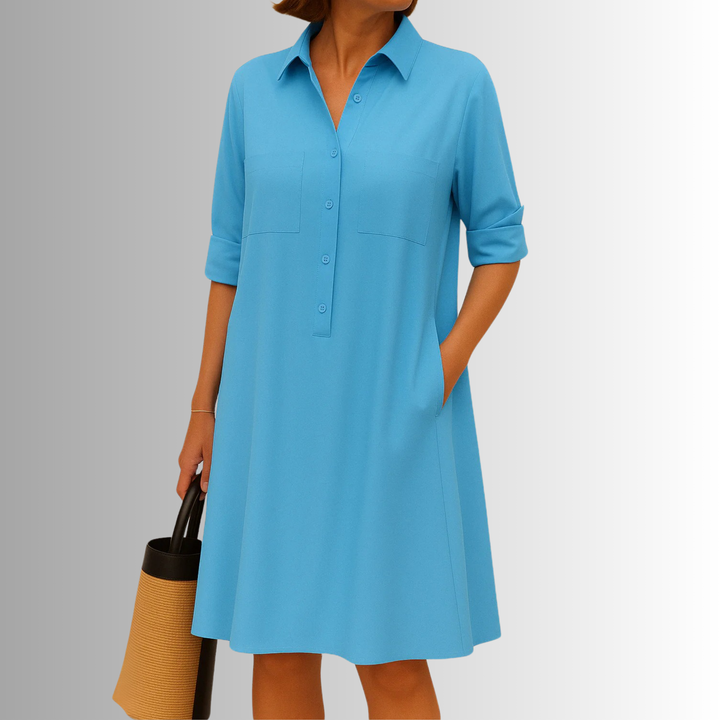 Svea | Women's Sophisticated Midi Shirtdress With Buttons
