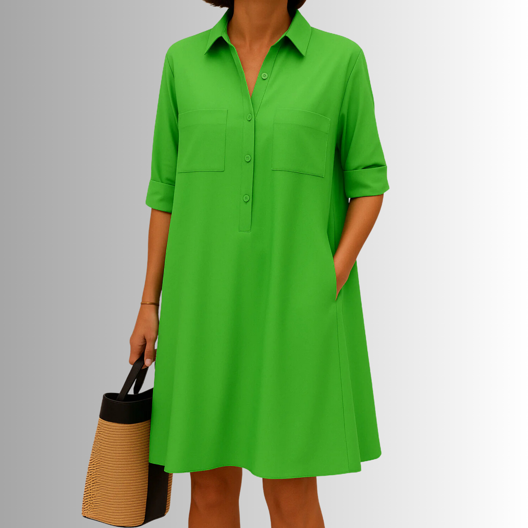 Svea | Women's Sophisticated Midi Shirtdress With Buttons