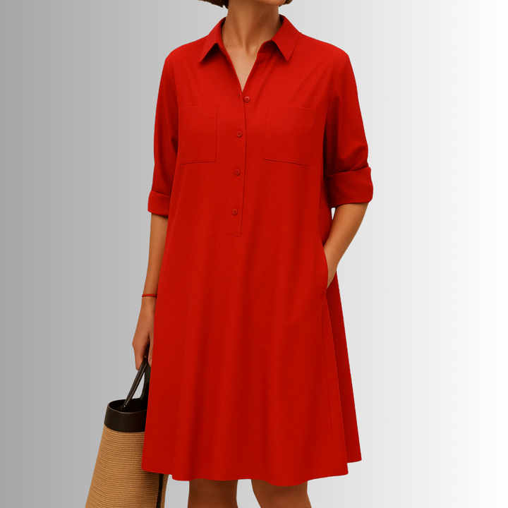 Svea | Women's Sophisticated Midi Shirtdress With Buttons