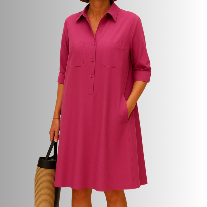 Svea | Women's Sophisticated Midi Shirtdress With Buttons