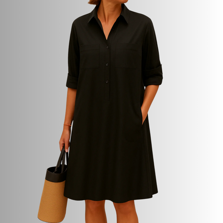 Svea | Women's Sophisticated Midi Shirtdress With Buttons