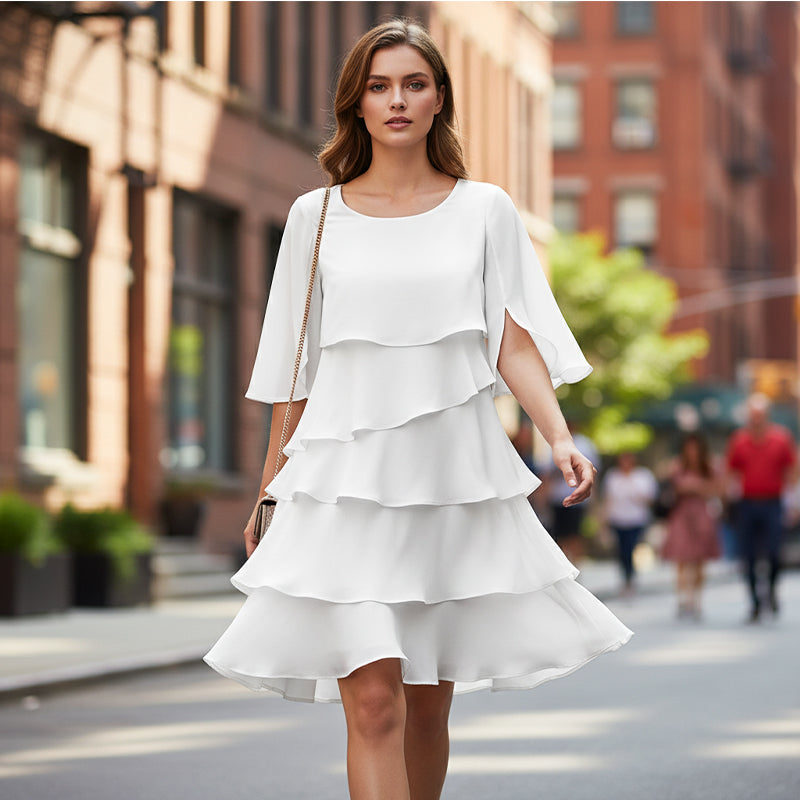 Danica | Women’s Casual Ruffle Tier Midi Dress