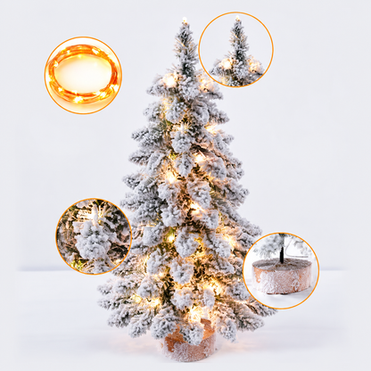 Mini Christmas Tree with Frosted Snow Effect and LED Lights