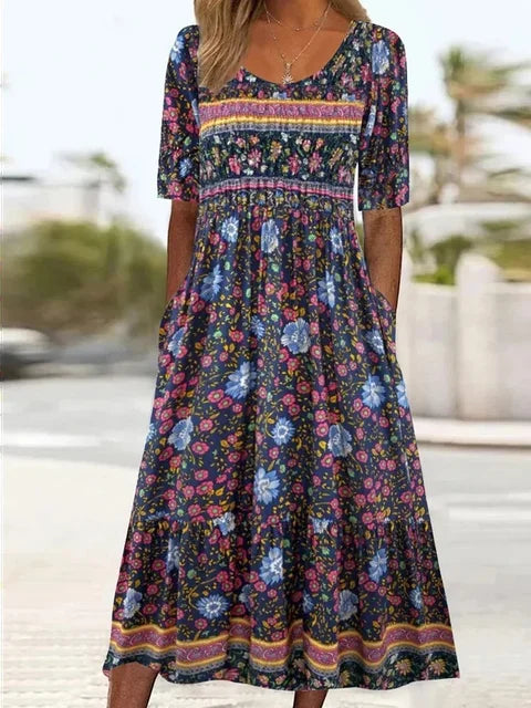 Ricarda | Women's Summer Printed Boho Midi Dress
