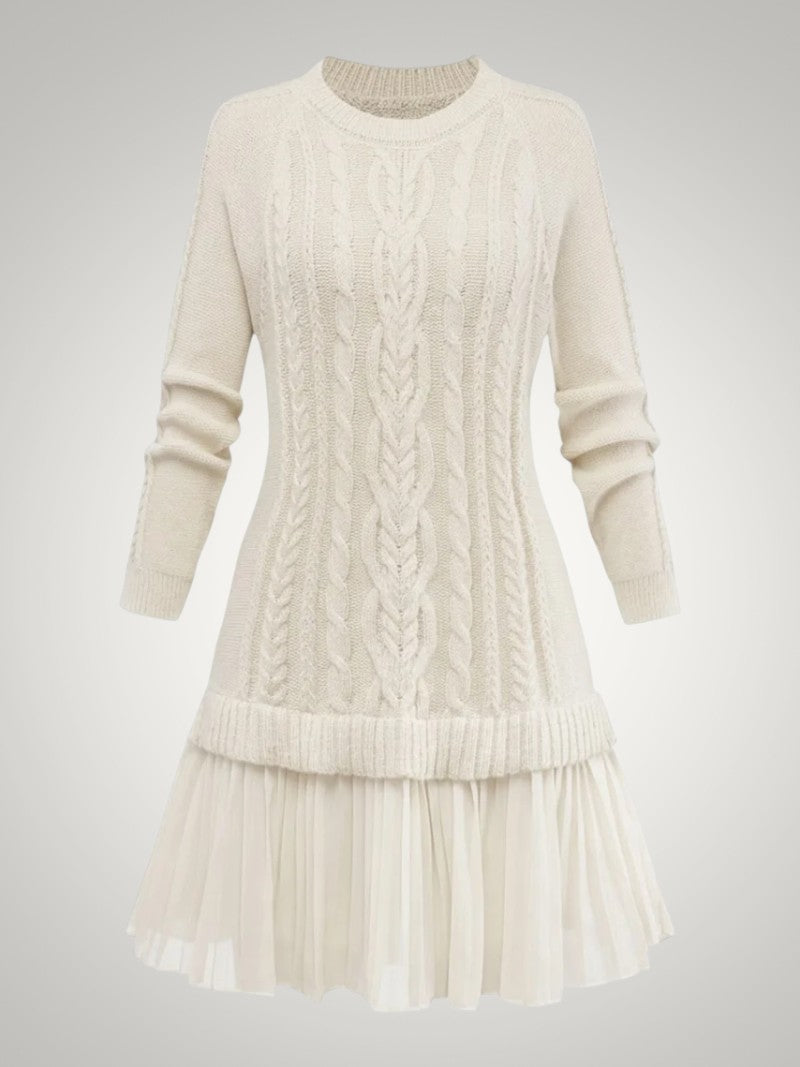 Olivia | Women's Cable Knit Pleated Mini jumper Dress