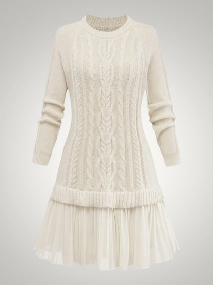 Olivia | Women's Cable Knit Pleated Mini jumper Dress