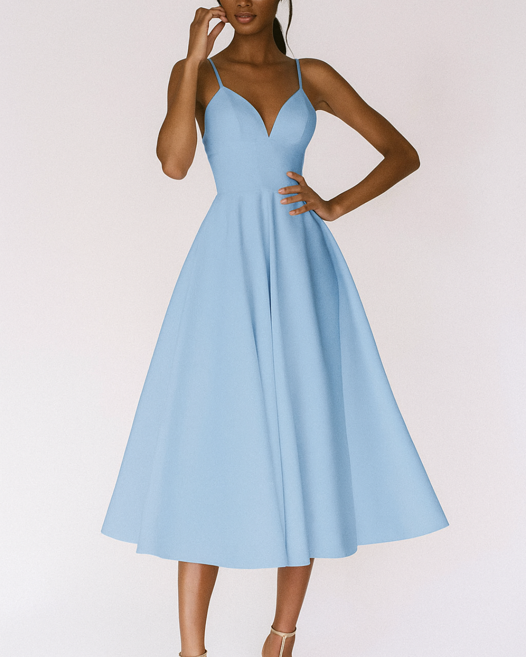 Tessa | Women’s Deep V-Neck Wedding Guest Midi Dress