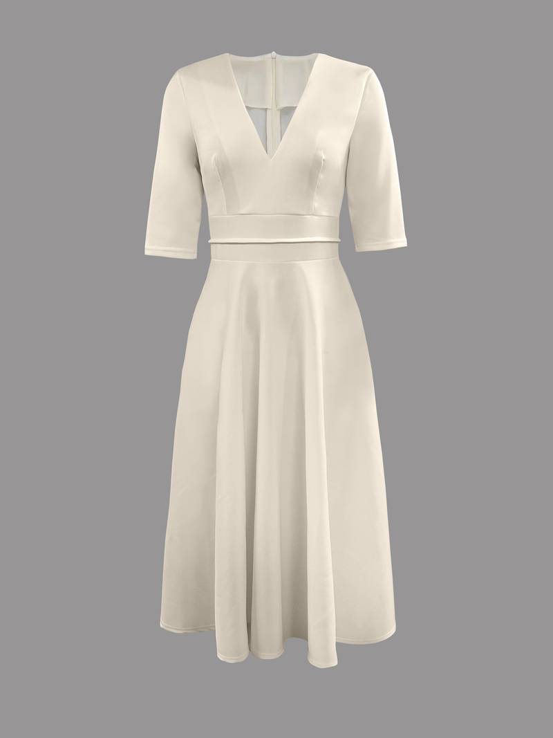 Stella | Women’s V-Neck Flared Wedding Guest Midi Dress