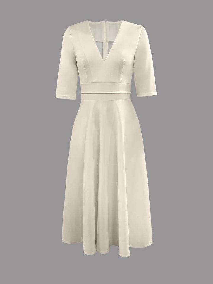 Stella | Women’s V-Neck Flared Wedding Guest Midi Dress