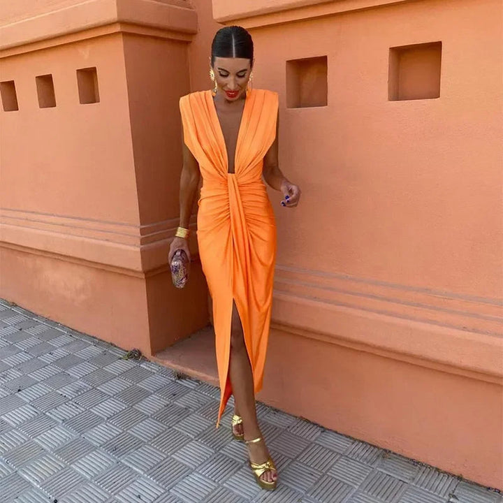Elissa | Women’s Elegant Draped Maxi Dress