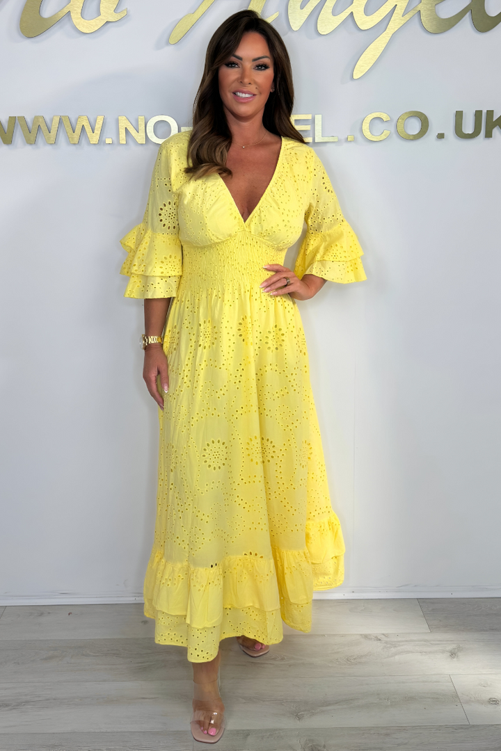 Saleha | Women’s Elegant V Neck Muslin Dress