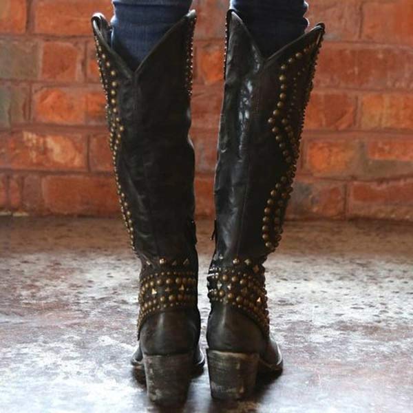 Leah | Women’s Studded Knee High Cowboy Boots