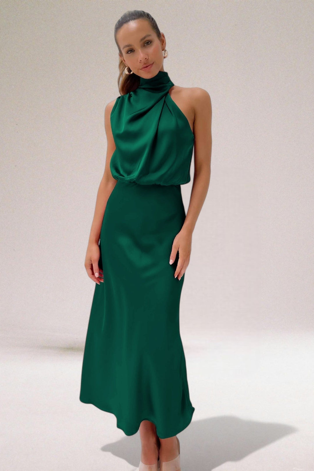 Kamila | Women’s Evening Satin Halter Neck Dress
