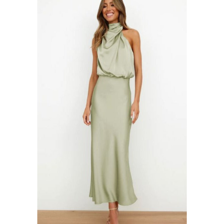 Fauna | Women’s Elegant Halter Neck Midi Dress