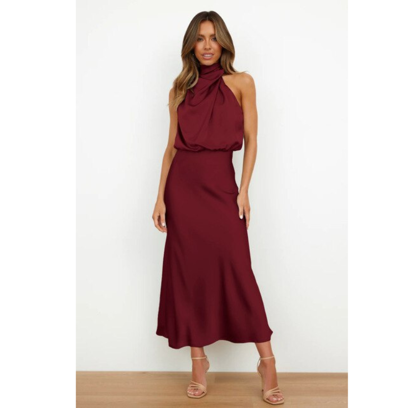 Fauna | Women’s Elegant Halter Neck Midi Dress