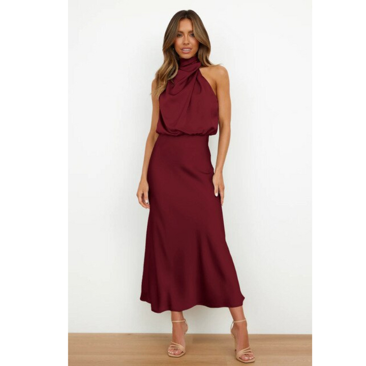 Fauna | Women’s Elegant Halter Neck Midi Dress
