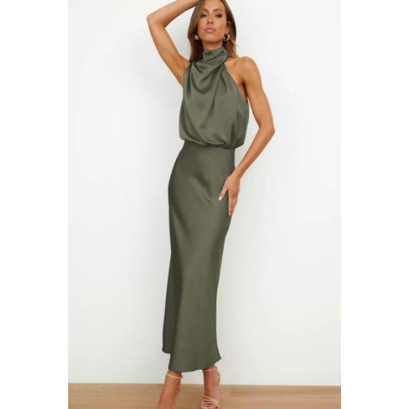 Fauna | Women’s Elegant Halter Neck Midi Dress