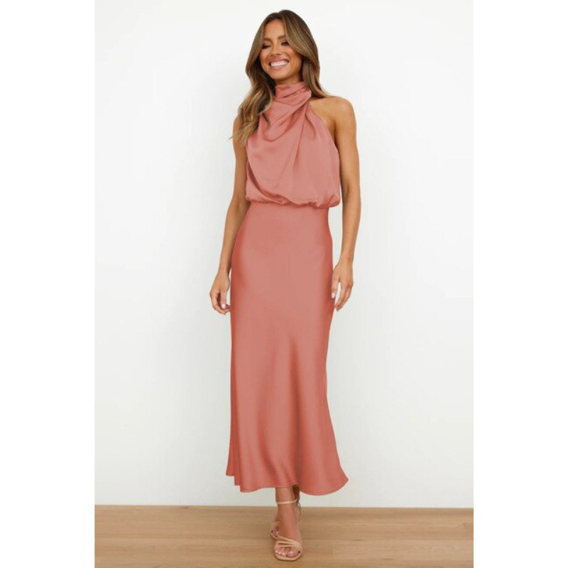 Fauna | Women’s Elegant Halter Neck Midi Dress