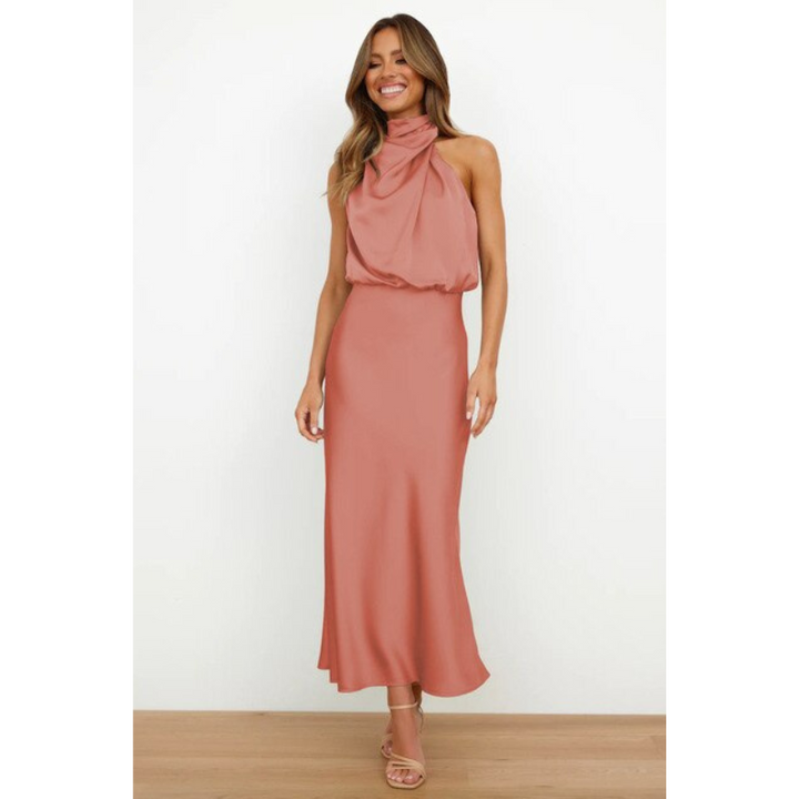 Fauna | Women’s Elegant Halter Neck Midi Dress