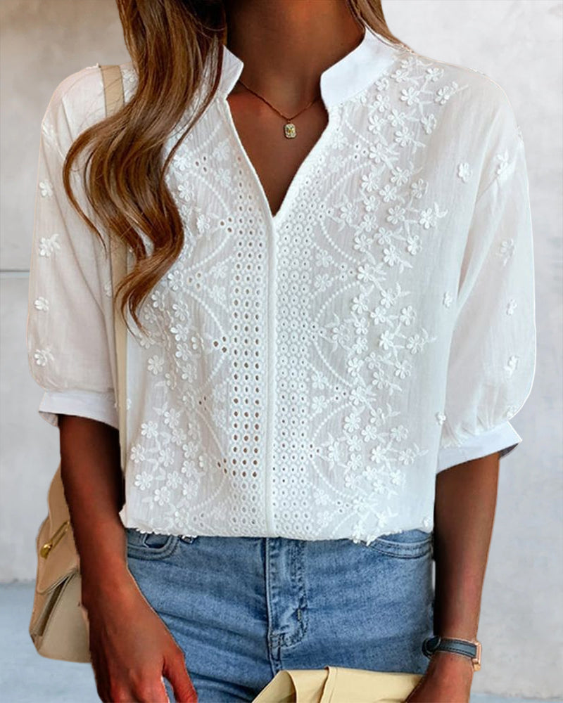 Melody | Women's Embroidered Short-Sleeve Summer Blouse