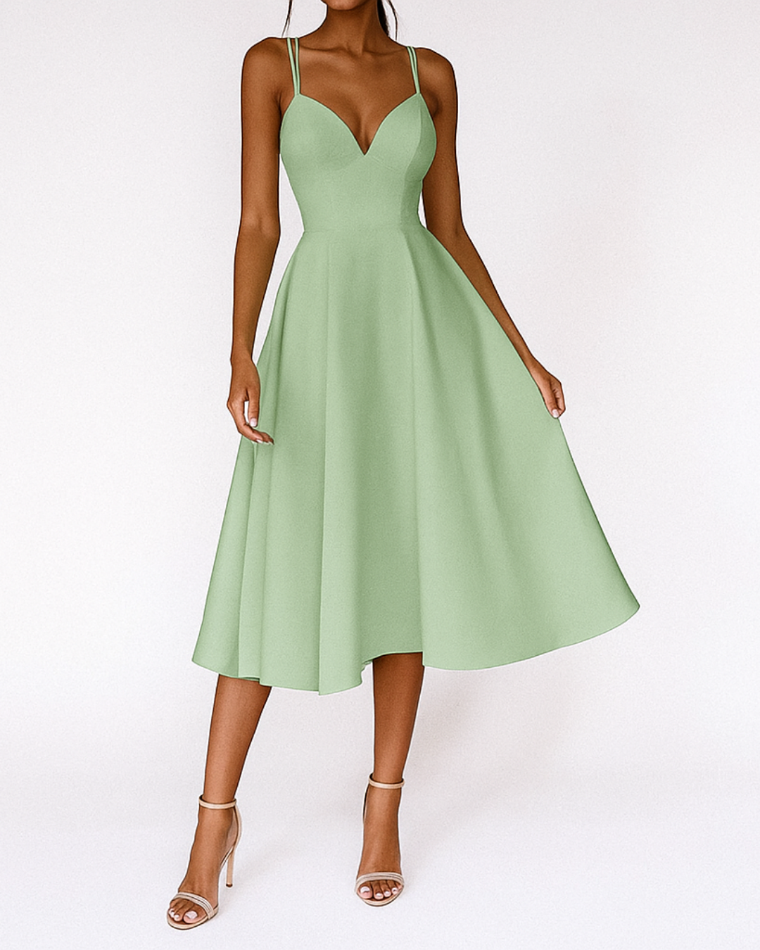 Tessa | Women’s Deep V-Neck Wedding Guest Midi Dress