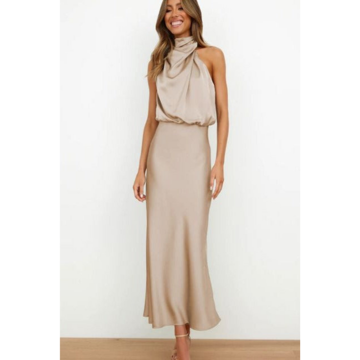 Fauna | Women’s Elegant Halter Neck Midi Dress
