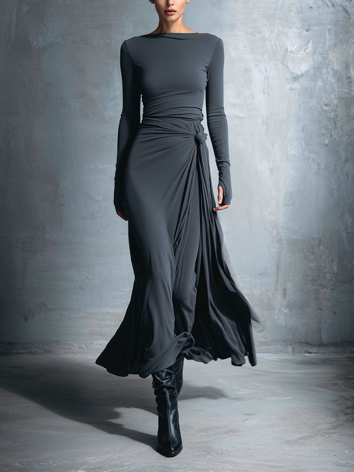 Fiona | Women’s Draped Long Sleeve Maxi Dress