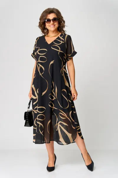 Hilda | Women’s Elegant V-neck Midi Dress