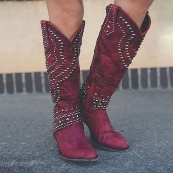 Leah | Women’s Studded Knee High Cowboy Boots