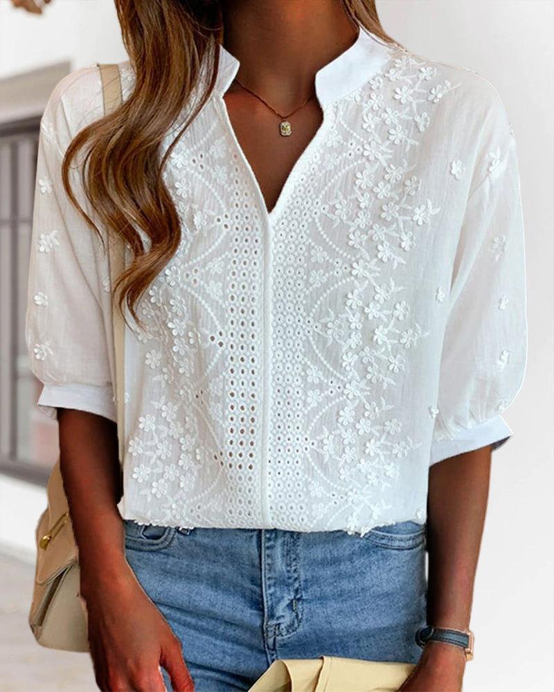 Melody | Women's Embroidered Short-Sleeve Summer Blouse